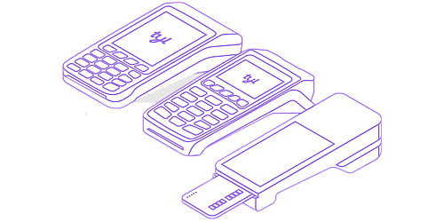 Image of three different types of card machine