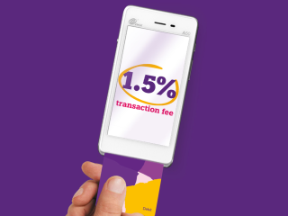 1.5%  transaction fee hero banner mobile